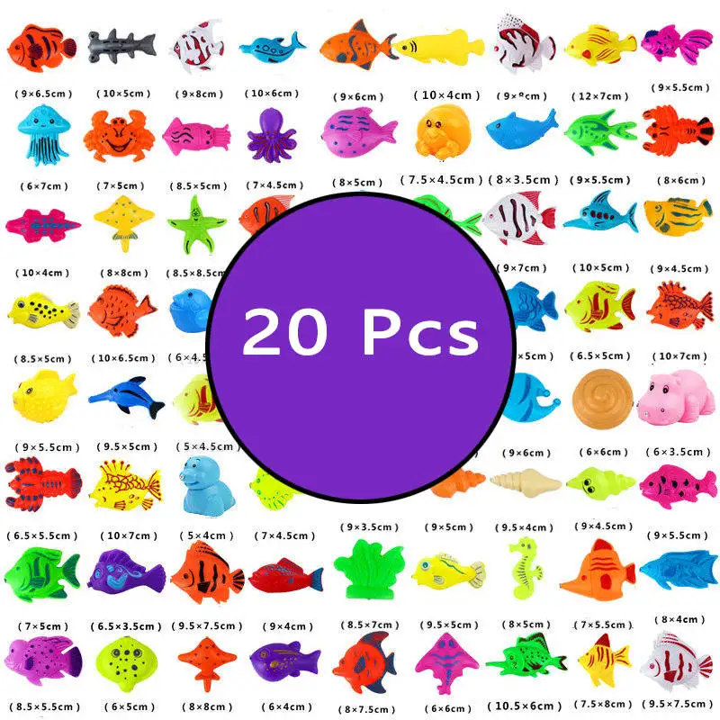 20 pcs fish Бассейн Рыбалка ванная комната игрушки Детские магнитные рыболовные игрушки водные игры бассейн игра котенок Рыбалка рыба детские смешные игрушки подарки для мальчиков - Цвет: 20 pcs fish