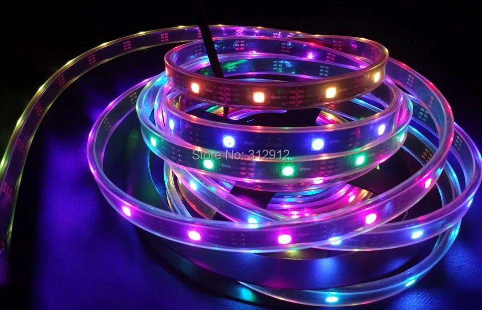 Черный PCB 5 м DC5V WS2812B led pixel srip IP68 30 шт. WS2812B/m с пикселей водонепроницаемый в