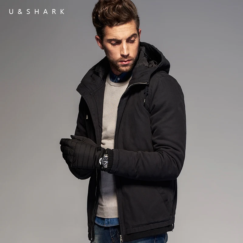 U &amp SHARK новинка зимы мужские хлопковые куртки пальто толстая верхняя одежда