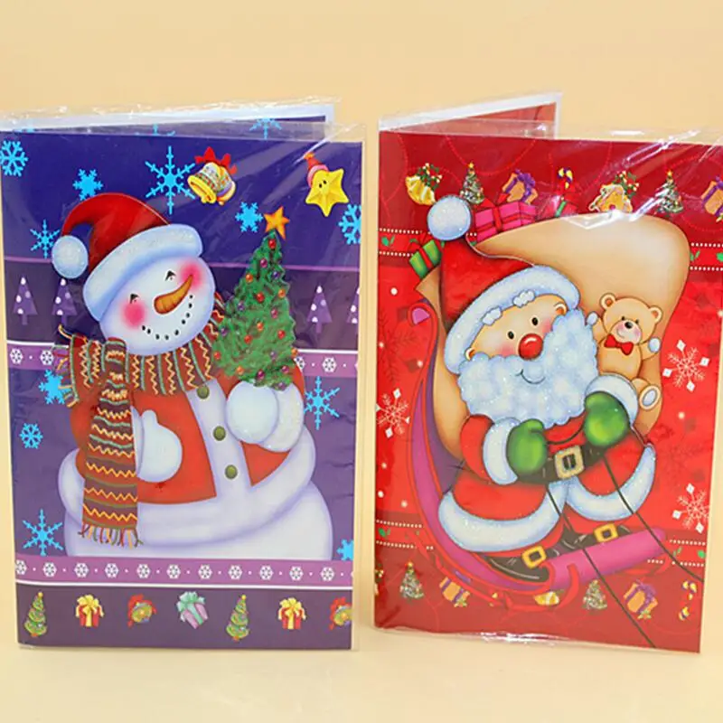 

10pcs/lot Creative Christmas Music Blessing Greeting Card Children Cute Cartoon Christmas Wishes Universal Gift Card