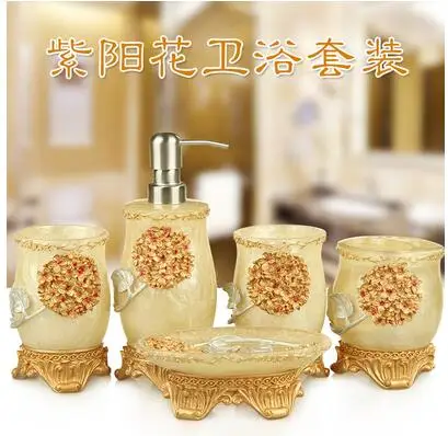 5pcs Модная Высококачественная ванная комната из смолы пять штук в наборе набор сантехники набор для умывания ванной набор мыльница красивая - Цвет: 5pcs