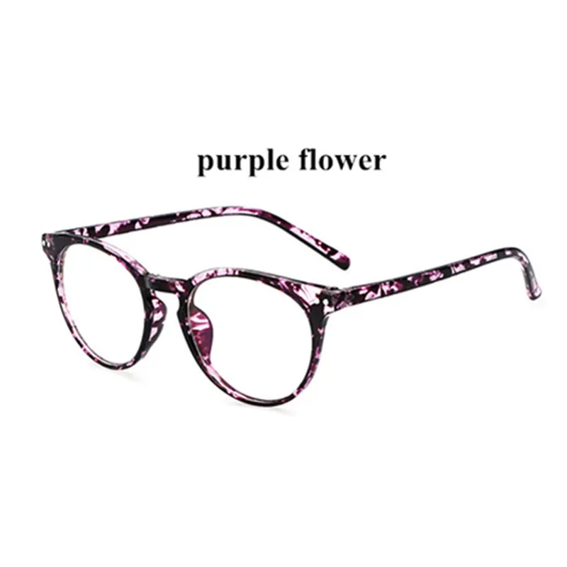 purple flower Ретро круглые очки, оправа для женщин, фирменный дизайн, прозрачные оптические компьютерные анти-синие очки, мужские оправа Oculos De Grau - Цвет оправы: purple flower