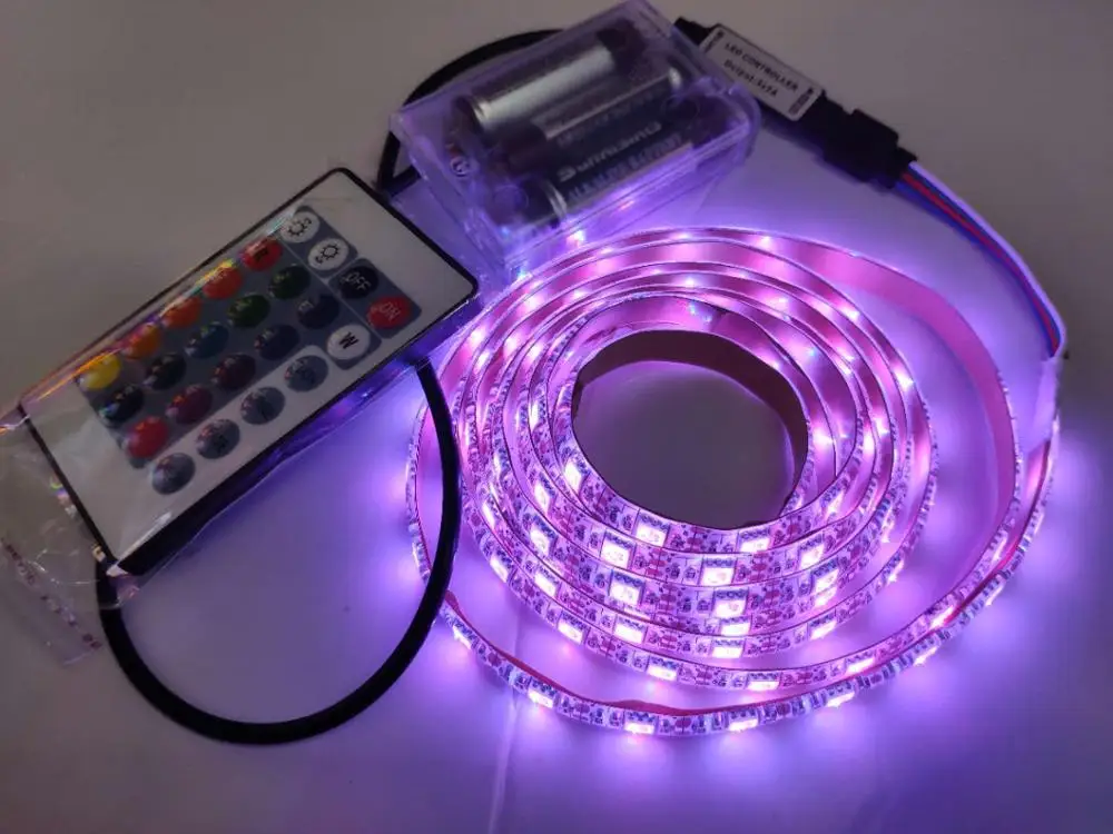 0 5 м/1 м/2 м/шт. 4 в 3aa батарея мощность 5050 LED Гибкая RGB Изменение цвета 16 цветов с 24
