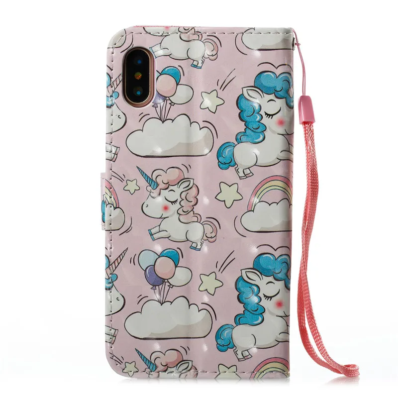 Чехол Wekays для Apple Iphone X, 5, 5S, 6, 6 S, 6 plus, 6 S, 7, 8 Plus, кожаный флип-чехол с милым рисунком единорога, бабочки