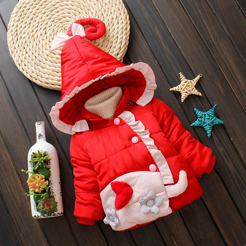 Winter Children Thick jacket for Girls Baby Cute Hooded Fleece coat Kids Down &amp Parkas 12 months - 3 year olds | Детская одежда и