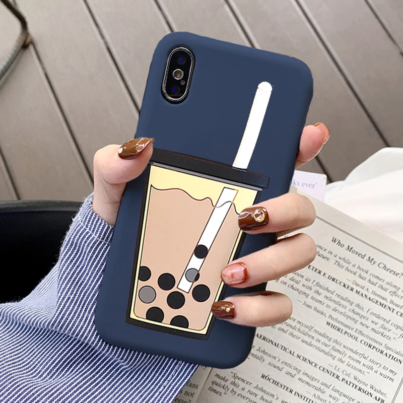 PearlCup Dark Blue Забавный чехол с 3D рисунком молочного чая для huawei Y5 Prime Y6II Y6 Pro Y7 Prime Y9 силиконовый чехол для телефона из ТПУ - Цвет: PearlCup Dark Blue