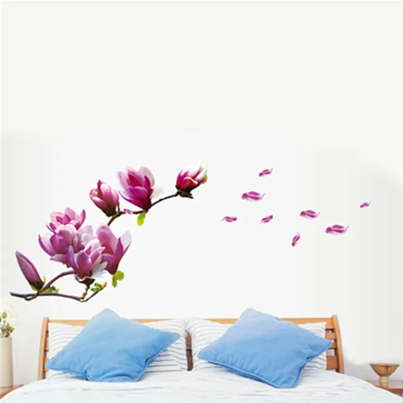 DIY красивые цветы магнолии цветок настенные наклейки домашний декор для гостиной спальни съемные
