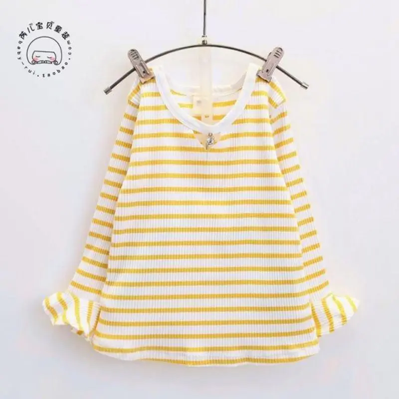 Комплект милой одежды из 2 предметов для маленьких девочек Весенняя футболка в