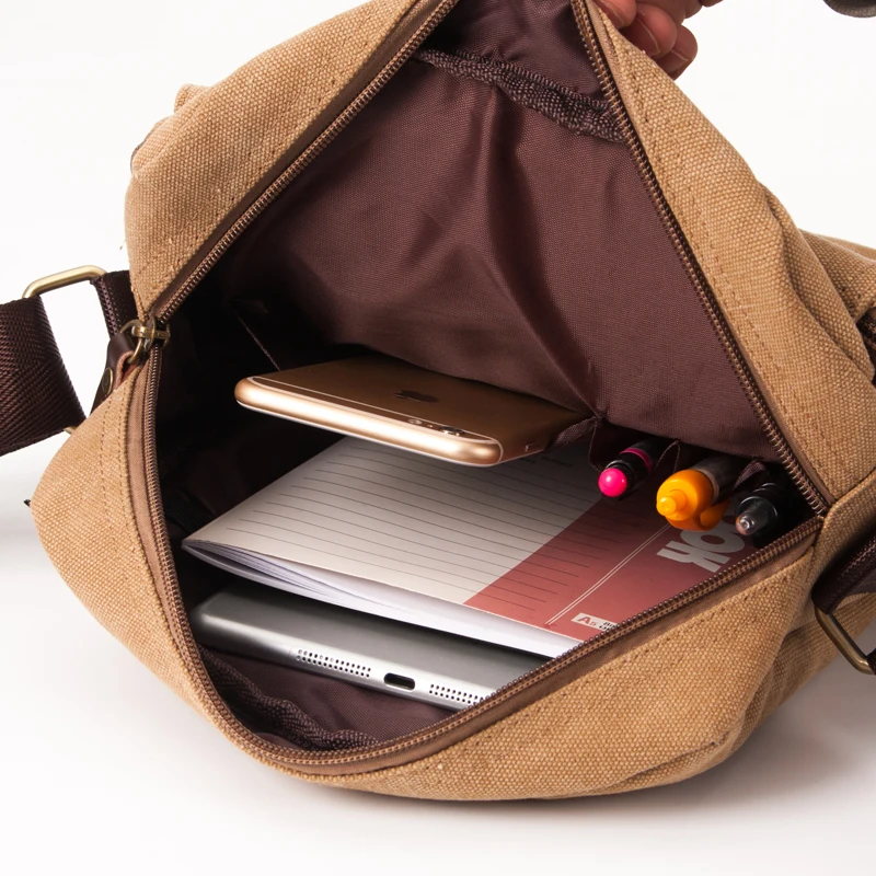 Мужская холщовая сумка мессенджер Повседневная маленькая деловая через плечо