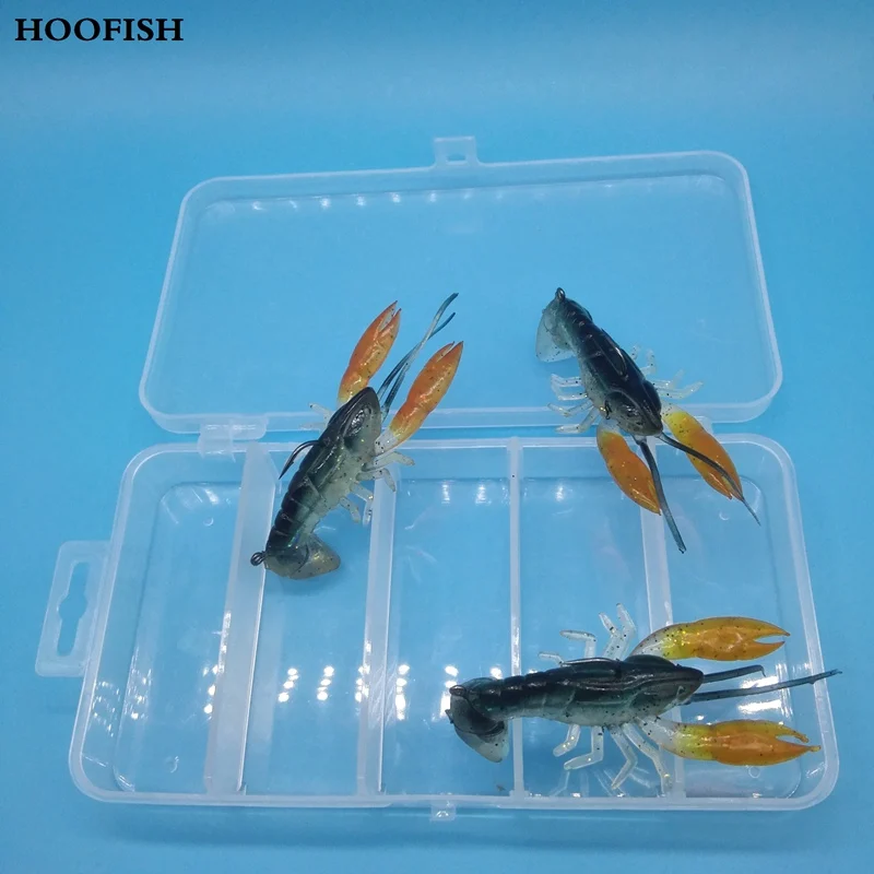 HOOFISH 5 шт.+ 1 коробка/лот 7 см/14 г мягкие поддельные раки реалистичные Омары искусственная приманка рыболовные снасти