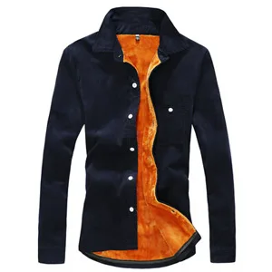 navy HEE Grand/Мужская рубашка, новинка, зимняя мужская повседневная однотонная флисовая Вельветовая теплая рубашка, Мужская однотонная теплая рубашка, M-3XL, MCL1088 - Цвет: navy