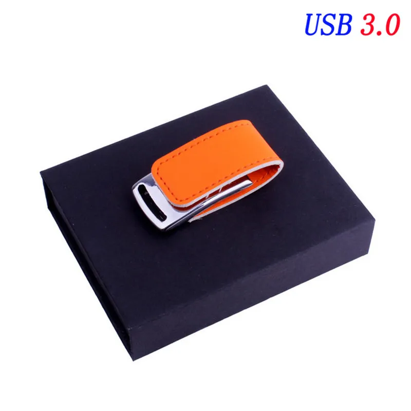 Orange POWERONE USB 3,0 логотип клиента металлическая кожа usb+ Подарочная коробка usb флэш-накопитель 4 ГБ 8 ГБ 16 ГБ 32 ГБ 64 Гб карта памяти U диск - Цвет: Orange