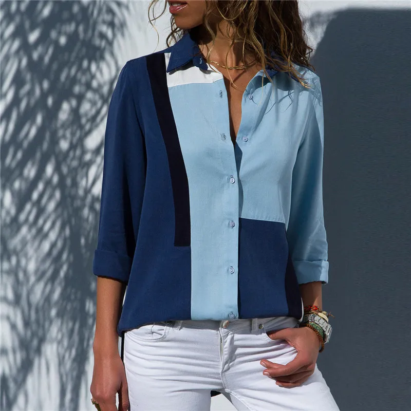 Plus Size Women Blouses 2019 Fashion Long Sleeve Turn Down Collar Office Shirt Chiffon Blouse Shirt Casual Tops Blusas Femininas
