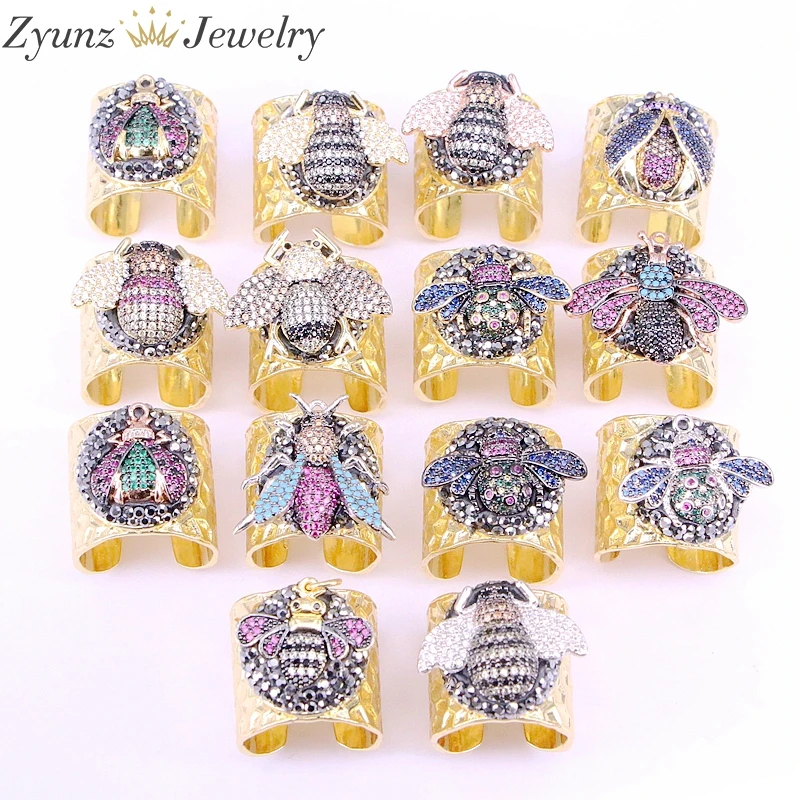 10 шт. высококачественное модное позолоченное кольцо с микро инкрустацией из