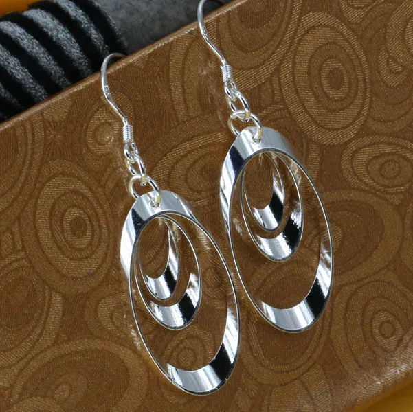 Серьги E180 с серебряным покрытием, серебряные модные украшения, серьги с тройной круглой пластиной/ayeajplasg Серьги E180 с серебряным покрытием, серебряные модные украшения, серьги с тройной круглой пластиной/ayeajplasg