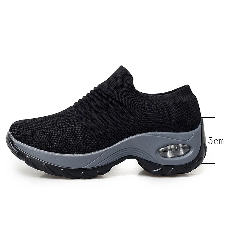 Кроссовки носки женские на платформе повседневная обувь дышащие сетчатые