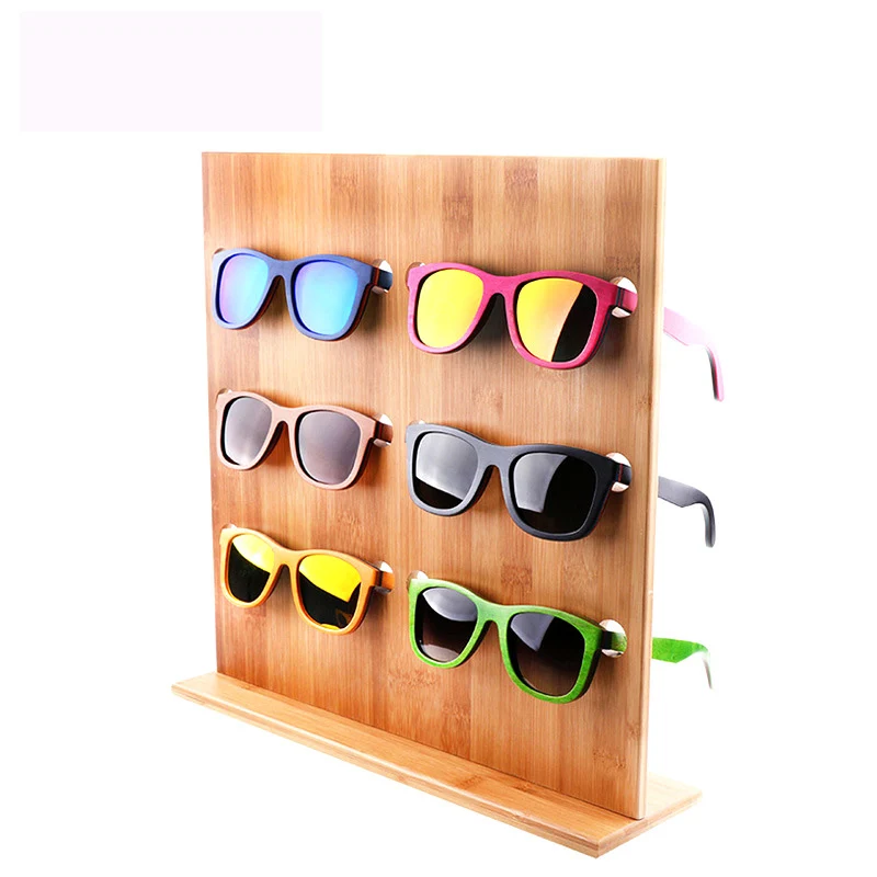 

Bamboo Sunglass Racks Glasses Display Stand Wood Shelf Stand For 6 pairs Sunglasses Free shipping