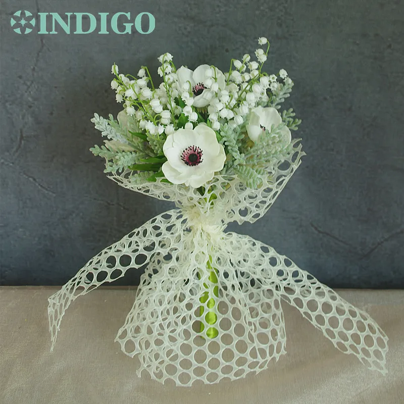 

INDIGO - White Convallaria +Anemone Bouquet Wedding Bride Flower Lily of the Valley Centerpiece Flower Display Decoration