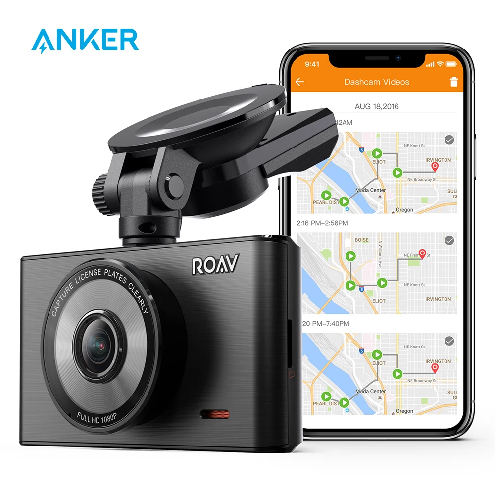 

Roav от Anker Dash Cam C2 Pro с FHD 1080p, датчик Sony Starvis, 4-полосный широкоугольный объектив, GPS-сохранение, Wi-Fi, специальное приложение, G-датчик