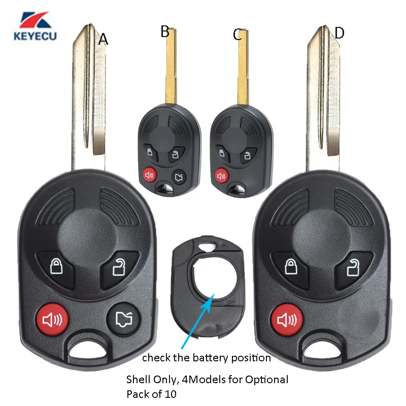 Запасной пульт дистанционного управления KEYECU 10X чехол для ключа Ford Escape Fiesta Transit