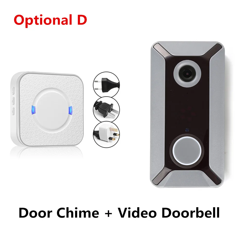 optional D V6 HD 720P видео дверной звонок беспроводной WiFi умный дверной звонок Водонепроницаемый IP дверной звонок визуальный домофон для домашней камеры безопасности - Color: optional D