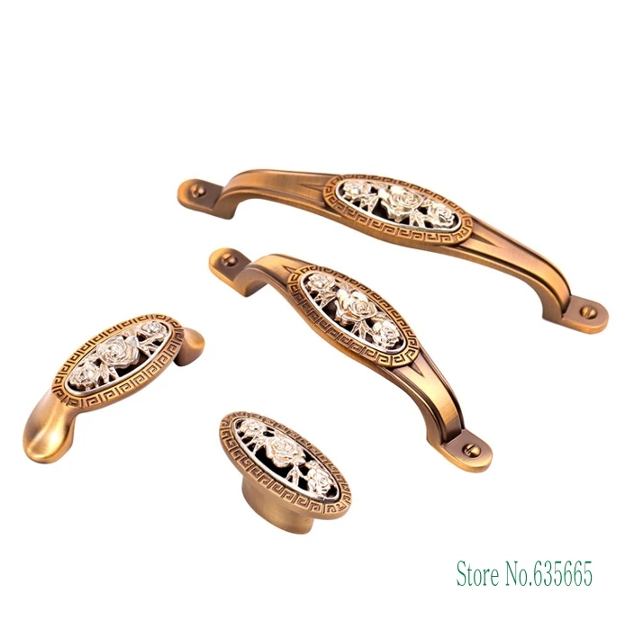 Классические красные бронзовые антикварные мебельные ручки кухонные шкафы для
