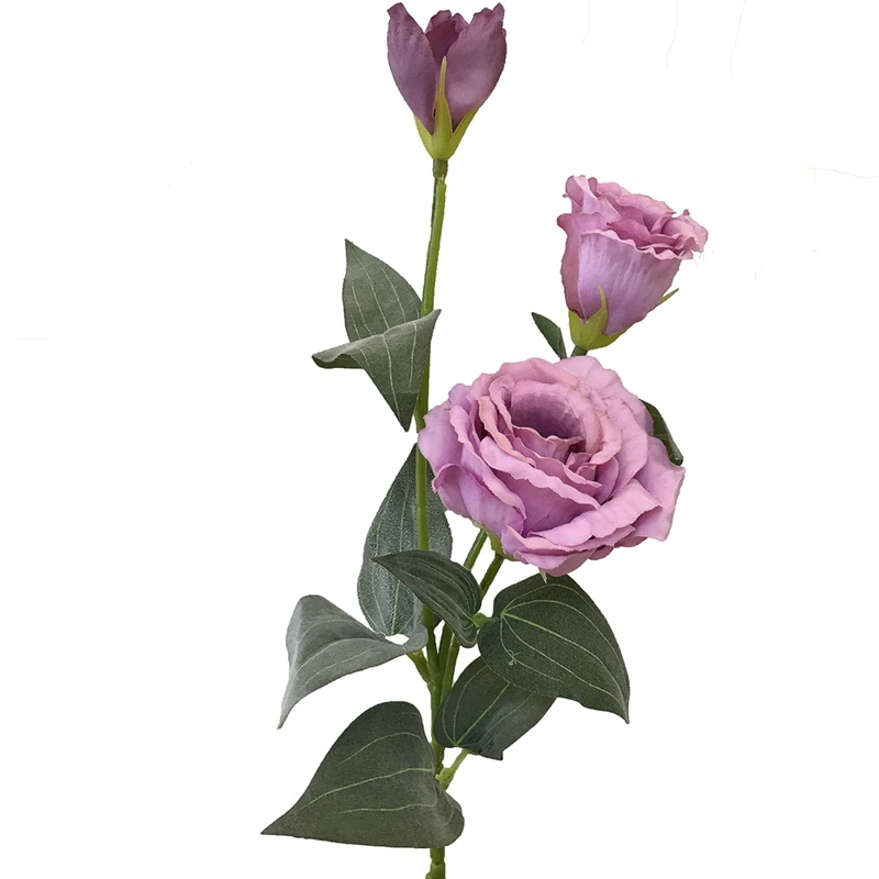 purple Искусственные цветы лисиантус, 3 головки, букет роз, садовые растения, пионы, шелковые цветы для свадьбы, дома, вечерние украшения - Цвет: purple