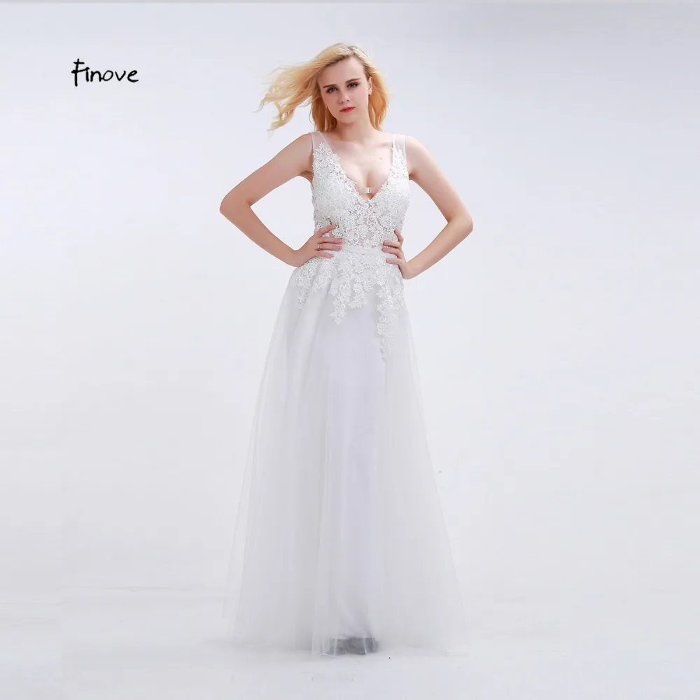 2017 Illusion Wedding Dresses Luxury Vantage Backless Tulle V-neck Lace Applique Beaded Liz Martinez Bridal Gown Robe de Mariage | Свадьбы и
