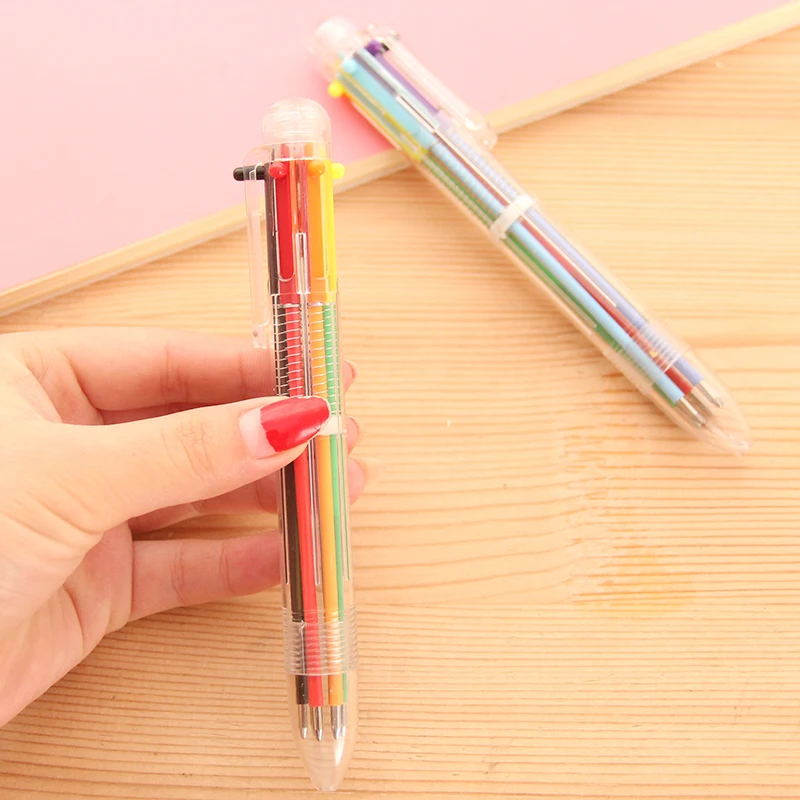 2 шт. Новые Креативные шариковые ручки 6 цветов школьные и офисные принадлежности