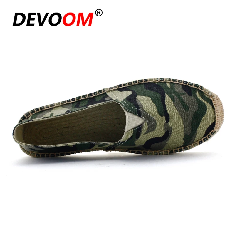 Мужские холщовые туфли без шнуровки зеленые камуфляжные ботинки цвета хаки