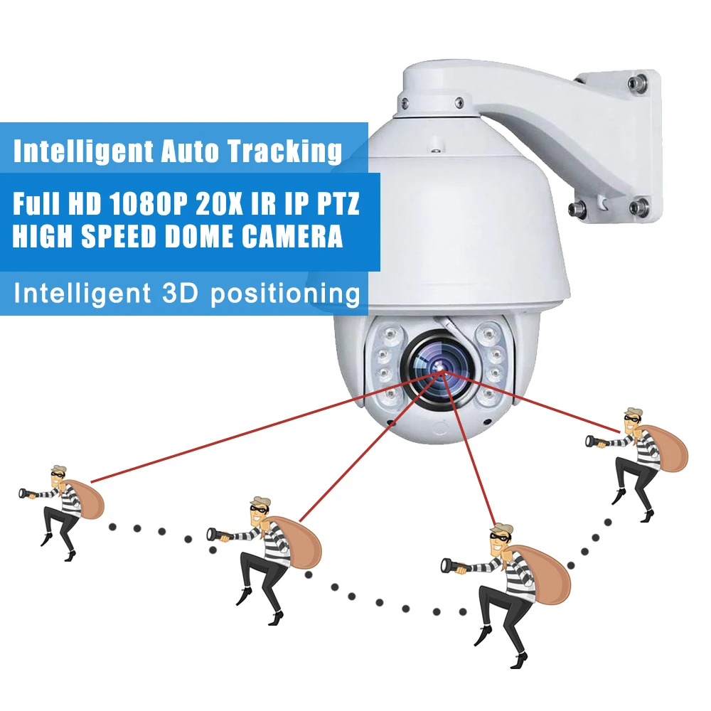 

Full HD 1080P IP PTZ 2.0MP 20x оптический зум Автоматическое отслеживание PTZ IP66 уличный водонепроницаемый Встроенный стеклоочиститель IR высокоскоростн...