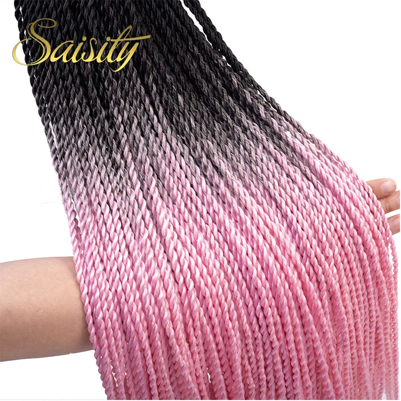 Saisity Ombre Сенегальские скрученные волосы на крючках косички 24 дюйма 20 корней/упаковка синтетические плетеные волосы для женщин серые, синие, розовые, коричневые