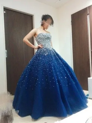 Пышные длинные платья для выпускного вечера, vestido debutante vestidos de 15 anos, милые 16 платьев, бальные платья Royer, синие Бальные платья с бисером