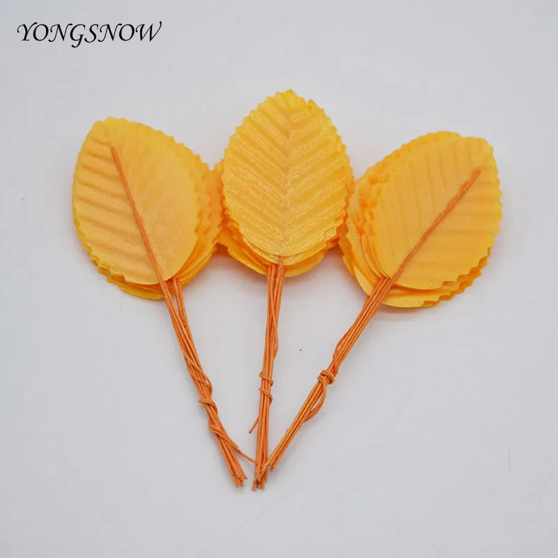 30 шт./лот искусственный в форме листьев Шелковый цветок зеленые листья DIY ручной