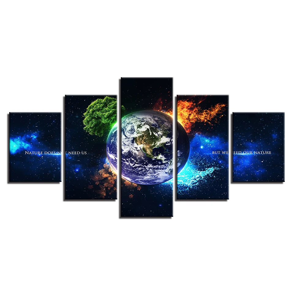 

Wall Art 5 Piece Earth 4 Season Tree Natural Landscape Paintings Canvas HD Prints Posters Home Decor Abstract Pictures No Frame