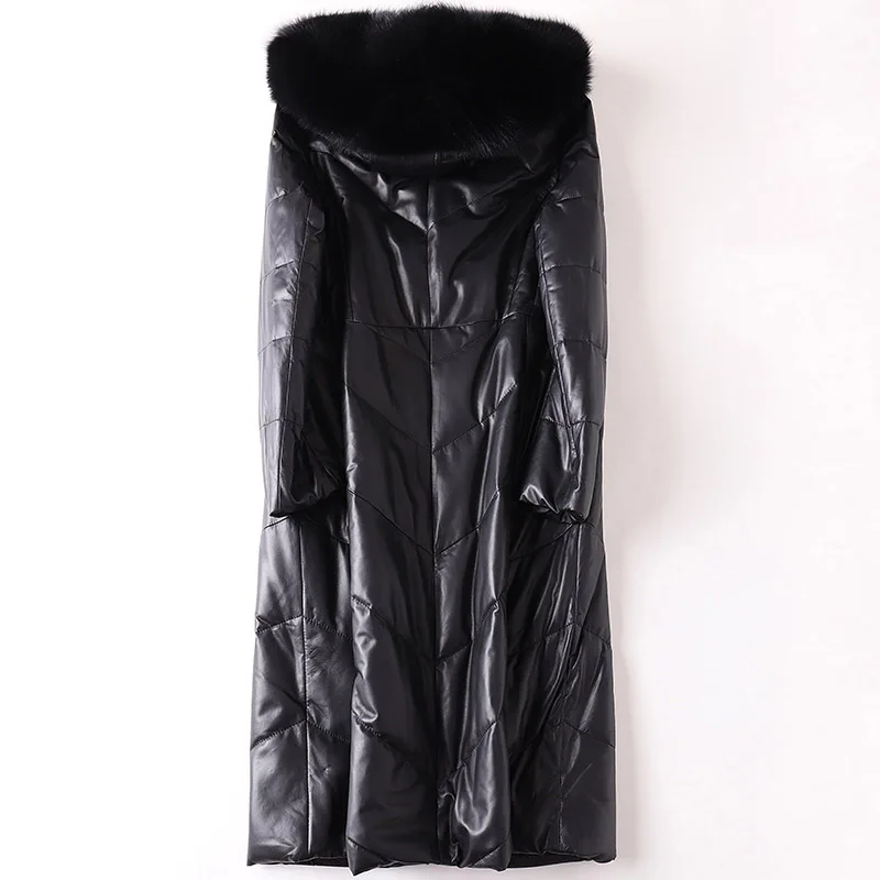Натуральная кожаная куртка зимняя женская одежда 2021 Лисий мех воротник дубленка
