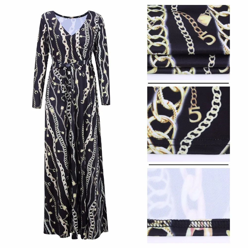 Женское платье tilapia Золотое длинное большого размера с принтом chian на весну и