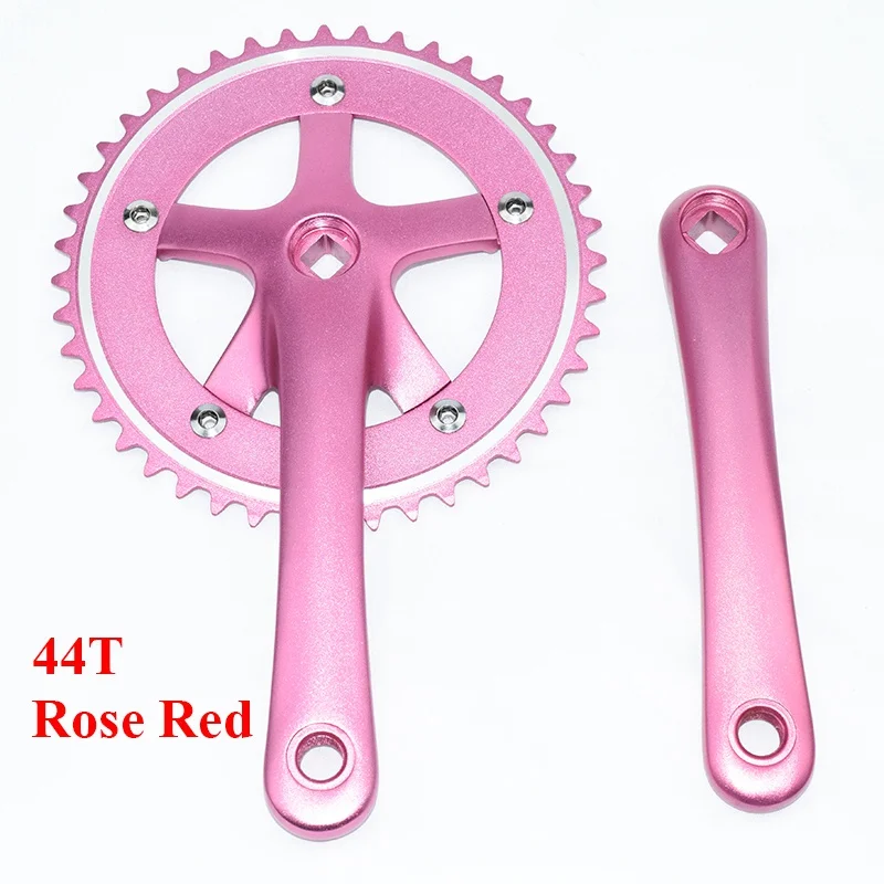 44T Rose Red 44T 46T* 170 мм алюминиевый сплав MTB шоссейные велосипедные цепи с ЧПУ 130BCD трек Односкоростной велосипед Кривошип фиксированная передача велосипедные шатуны - Цвет: 44T Rose Red