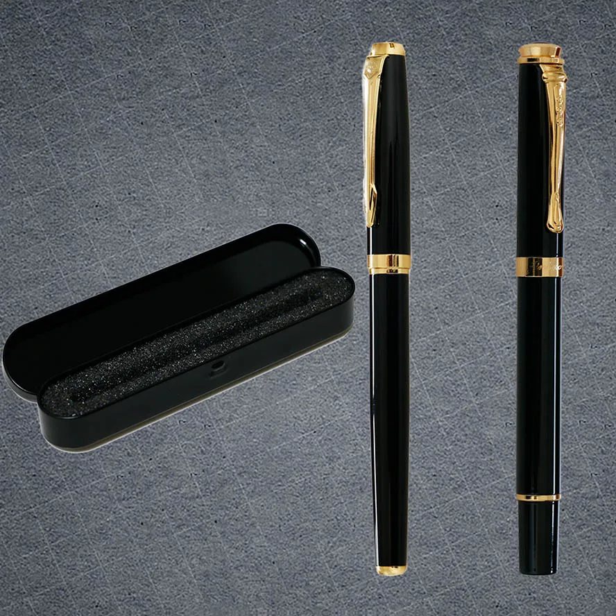 Black suit 2 шт Высокое качество JINHAO шариковая ручка Роскошный Золотой зажим 0,5 мм перо Черные чернила ручка для пары костюм школьные офисные принадлежности - Цвет: Black suit