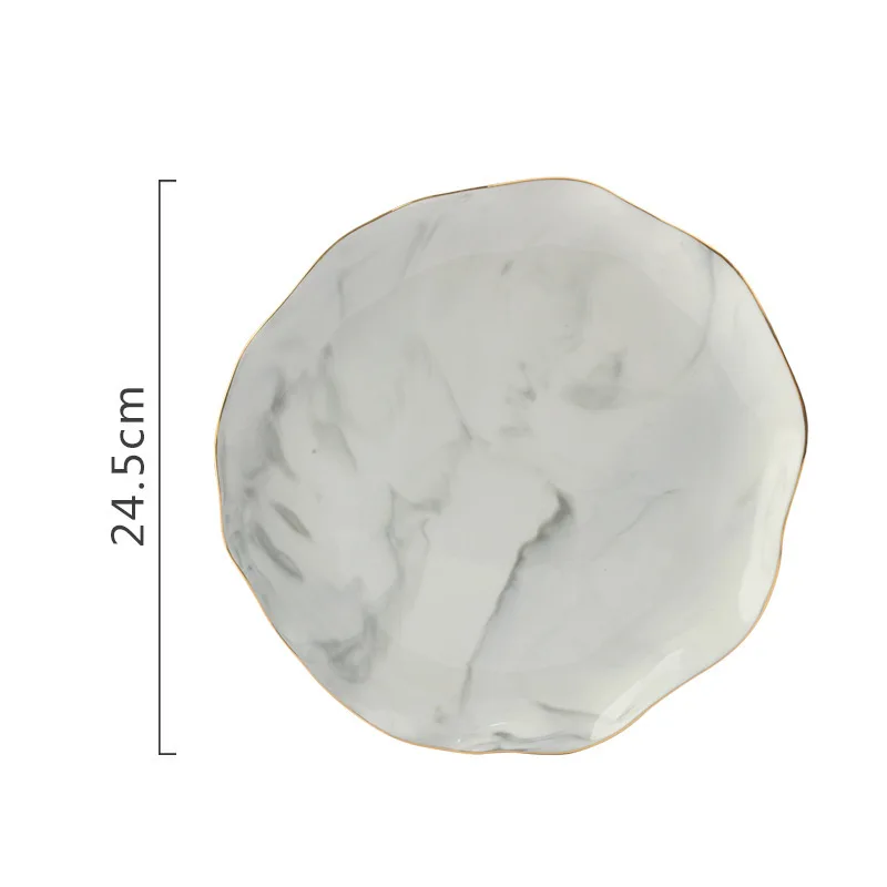 10 inch dish grey Высококачественные керамические блюда из розового мрамора, миска для супа, набор посуды, креативная тарелка для рисового салата, стейка, блюдо для фруктов, миска для еды, 1 шт - Цвет: 10 inch dish grey