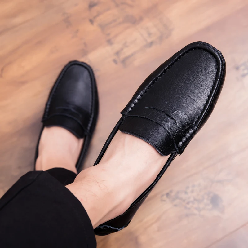 Мужская Повседневная дышащая обувь с крокодиловым Осьминогом черные лоферы из