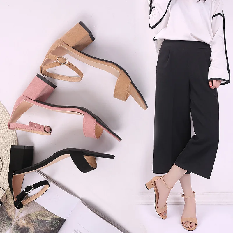 2018 г. летняя новая Корейская версия с босоножками замшевые женские туфли