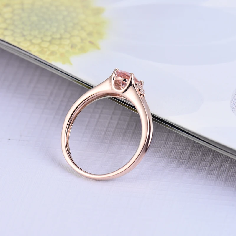 LOVERJEWELRY кольцо Твердое 14 к AU750 розовое золото натуральный морганит алмаз обручальные кольца для женщин День Святого Валентина ювелирные изделия