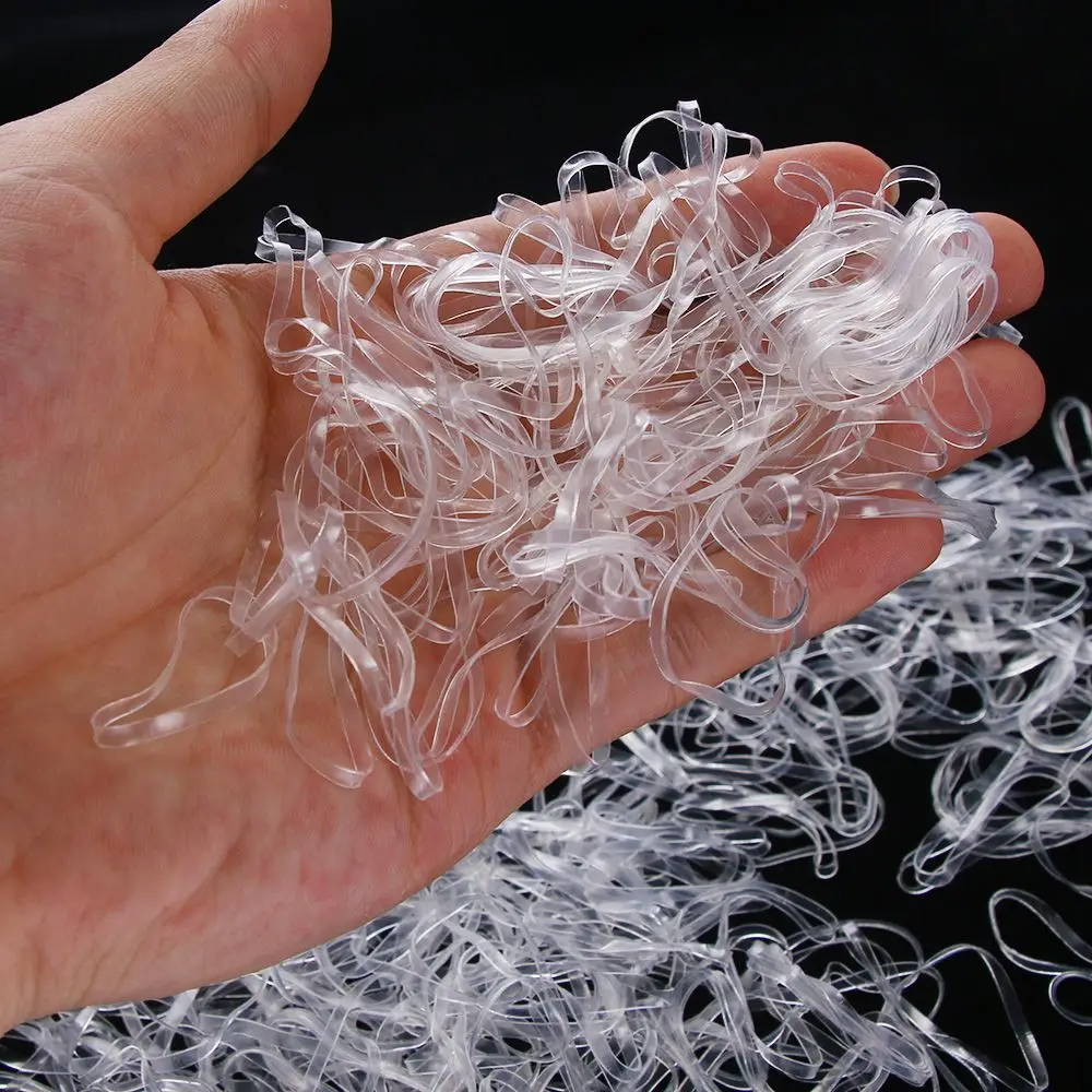 

500PCS Clear Rubber Hairband Rope Elastic Hair Bands Girls Ponytail Holder Rubber Bands For Women Hair Band Ties Hair Accessorie