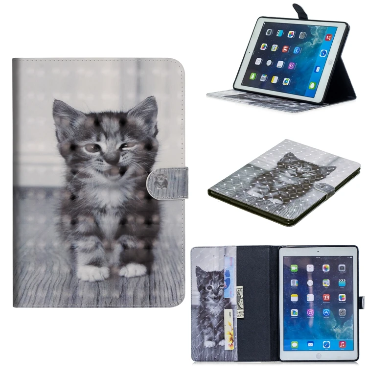 СПС Coque iPad Pro 9,7 чехол милый кот кожаный флип бумажник телефонные чехлы для iPad Pro 9,7 A1673 A1674 A1675 iPad 7 крышка Etui