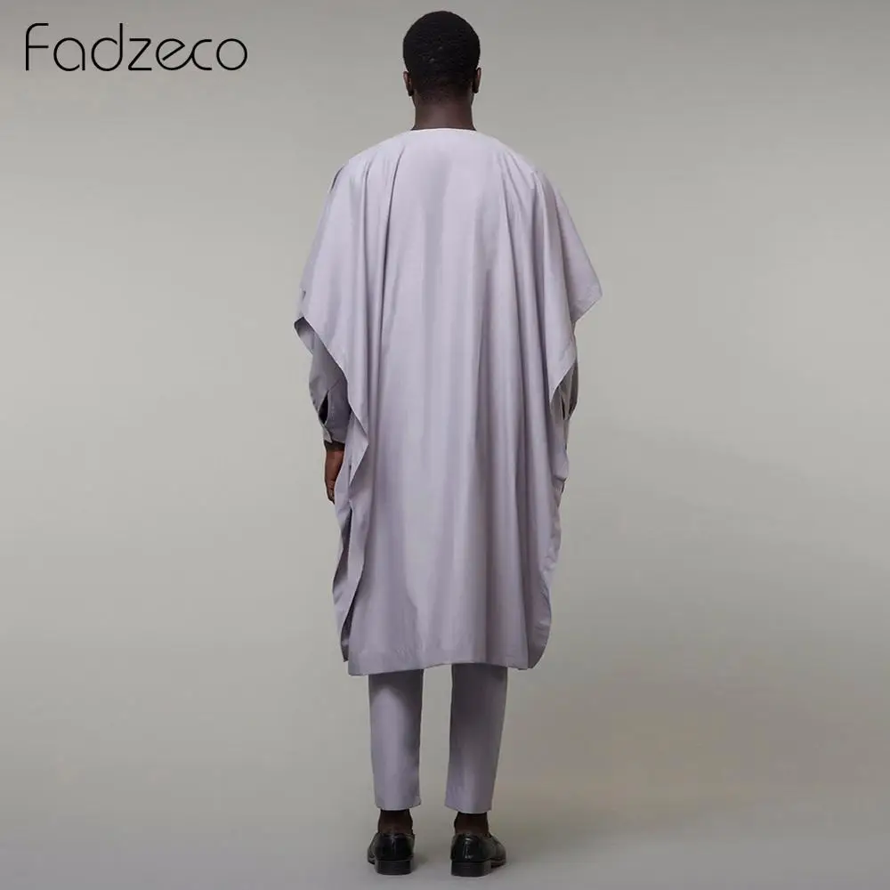 Fadzeco африканские костюмы для мужчин Agbada Dashiki деловой комплект из 3 предметов Boubou