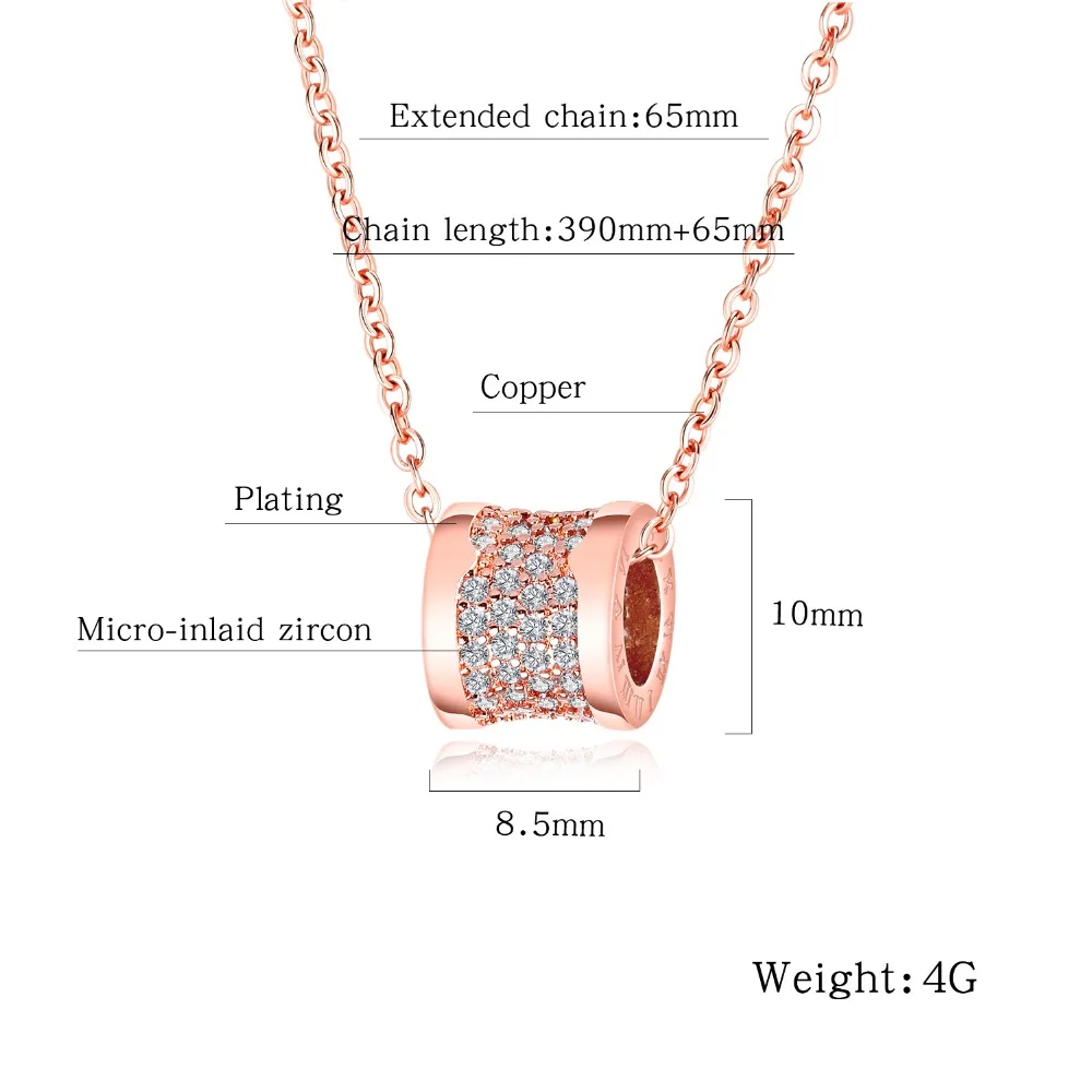 Rose gold wide-brimmed ladies wedding pendant necklace jewelry fashion stainless steel crystal 3-KX700 | Украшения и аксессуары