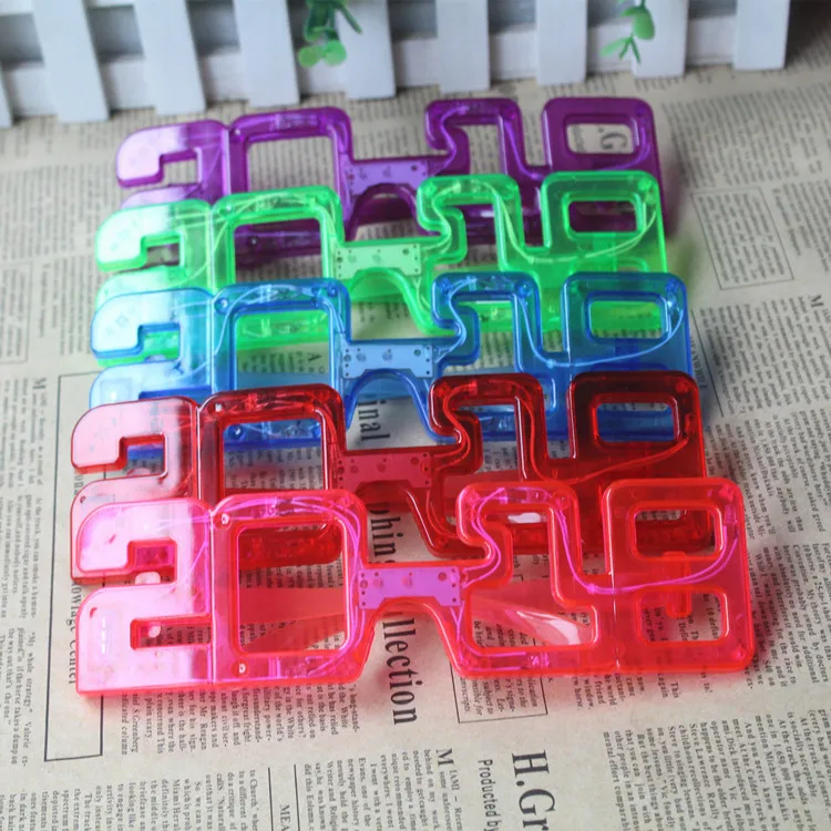 

600pcs Number 2018 Shaped LED Blinking Flashing Eye Glasses Glowing Eyewear Glow Party Supplies wen4830