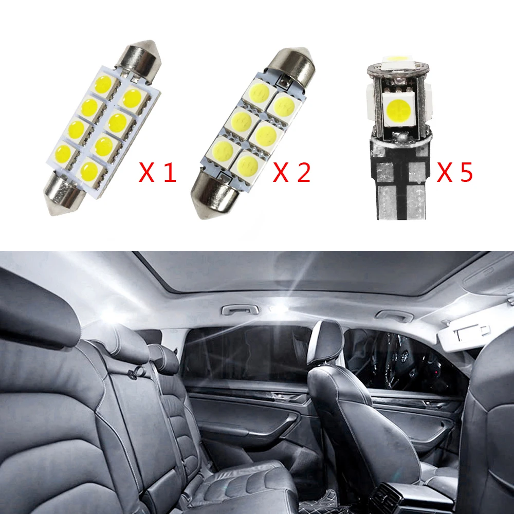 

8pcs/set White Car Interior LED Light Bulb Kit For VW Golf 6 MK6 Golf7 MK7 Front/Rear Dome Replacement LED Auto Car Lamp