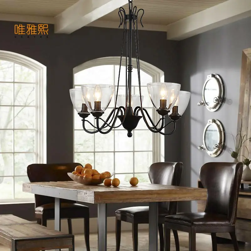 Veayas американская Ретро железная светодиодная подвесная люстра из прозрачного